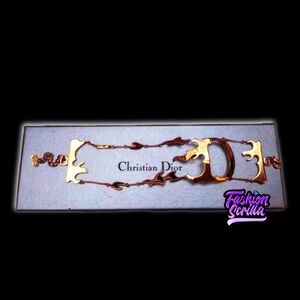 Christian Dior By John Galliano Vintage Dior Fire ‘D’ Gold Chain Cuff Bracelet